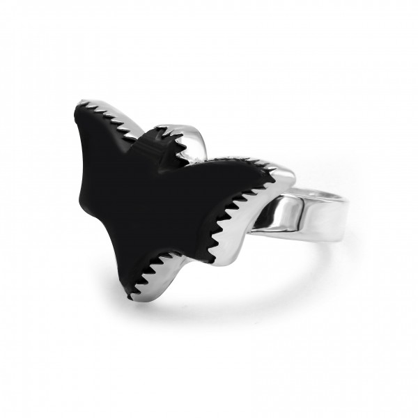 925 Sterling Silver Black Onyx Flying Bat Ring RING-136
