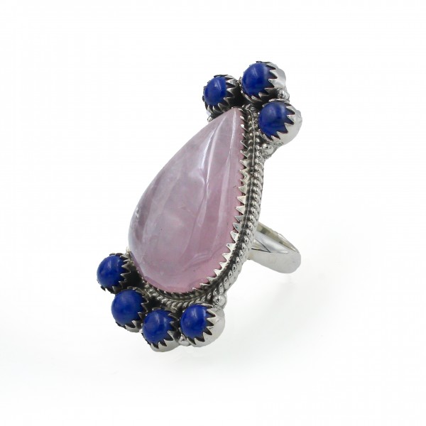 Rose Quartz Ring/Lapis Lazuli Ring RING-155