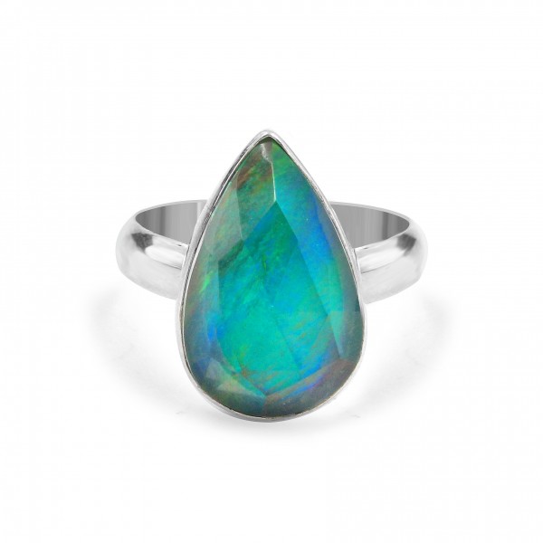 Aurora Opal Rainbow 925 Sterling Silver RING-174