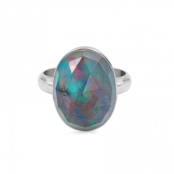 925 Sterling Silver Ring Aurora Opal RING-185