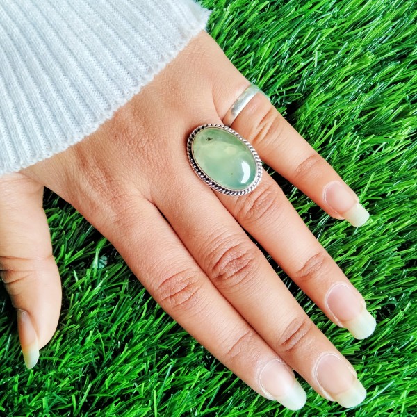 Prehnite Natural Gemstone Ring RING-338