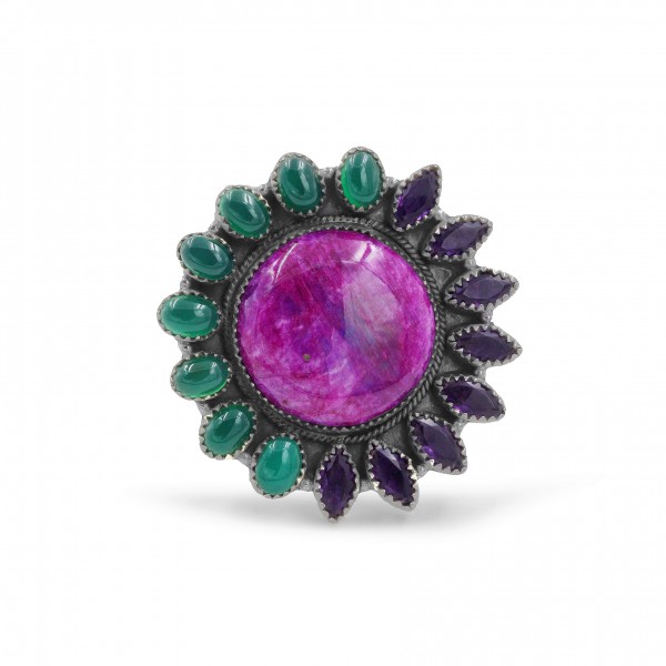 Dyed Moonstone,Onyx Amethyst Ring RING-824