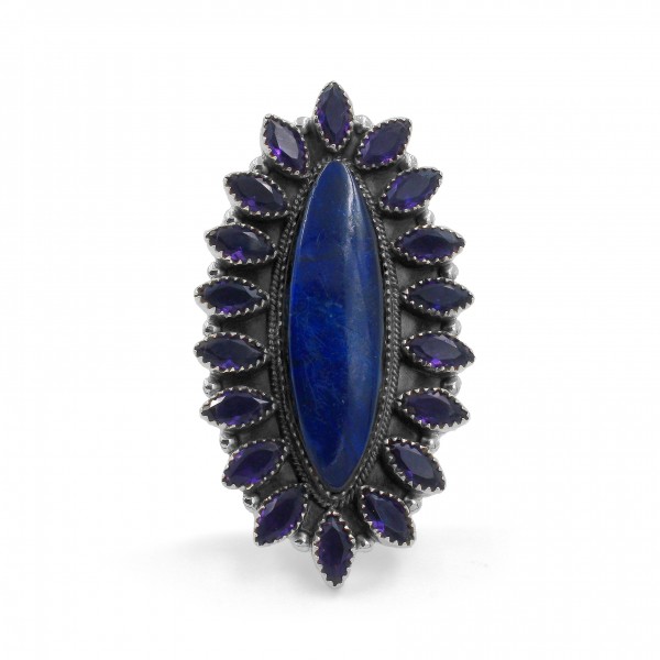 Dyed Labradorite,Amethyst Ring RING-830