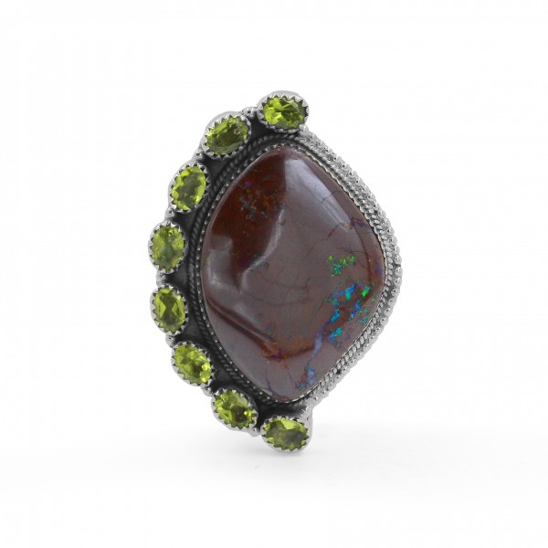 Boulder Opal,Peridot Ring RING-836